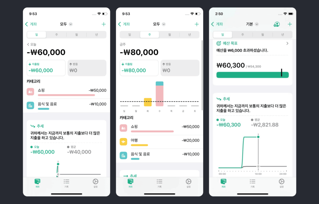가계부 분석하는 장면